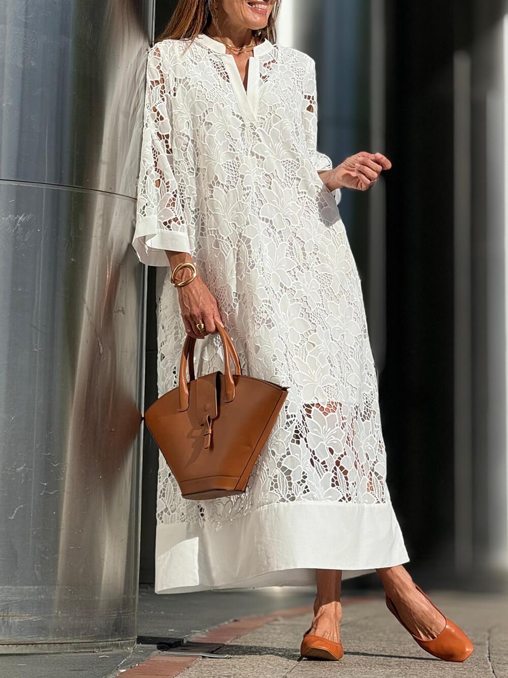 Frieda | Florales Midi-Kleid mit V-Ausschnitt