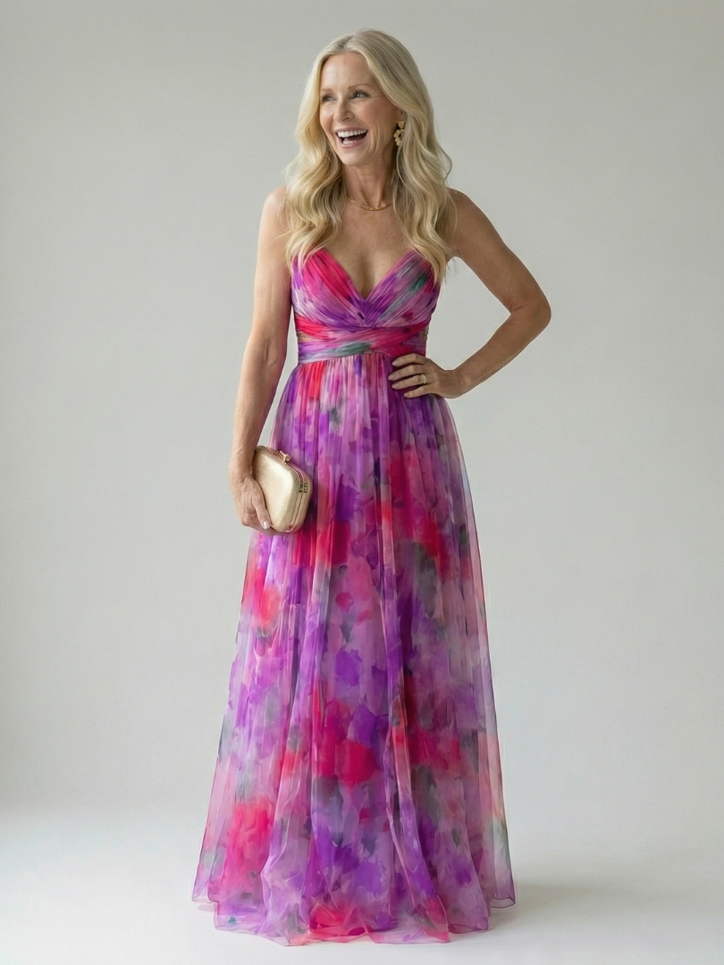 Vera | Fließendes Wickelkleid in Maxilänge