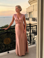 Beatrix | Maxikleid mit Wickeloberteil und kurzen Ärmeln