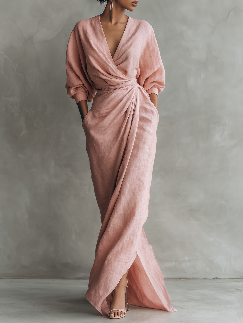 Vera | Schlichtes Leinenkleid in Rosé