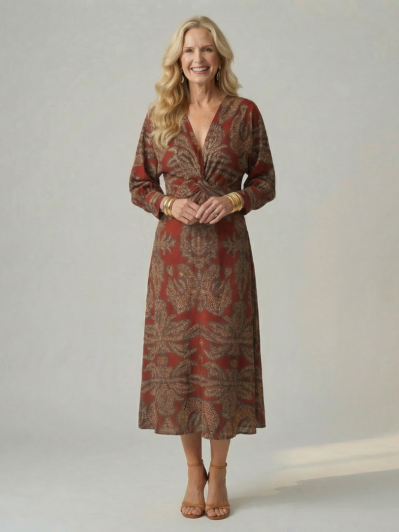 Vera | Fließendes Wickelkleid in Midilänge