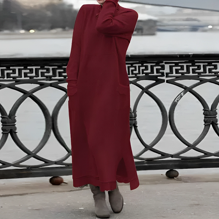 Vera | Langes Strickkleid mit Rundhals