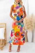 Vera | Florales Maxikleid mit Bindegürtel