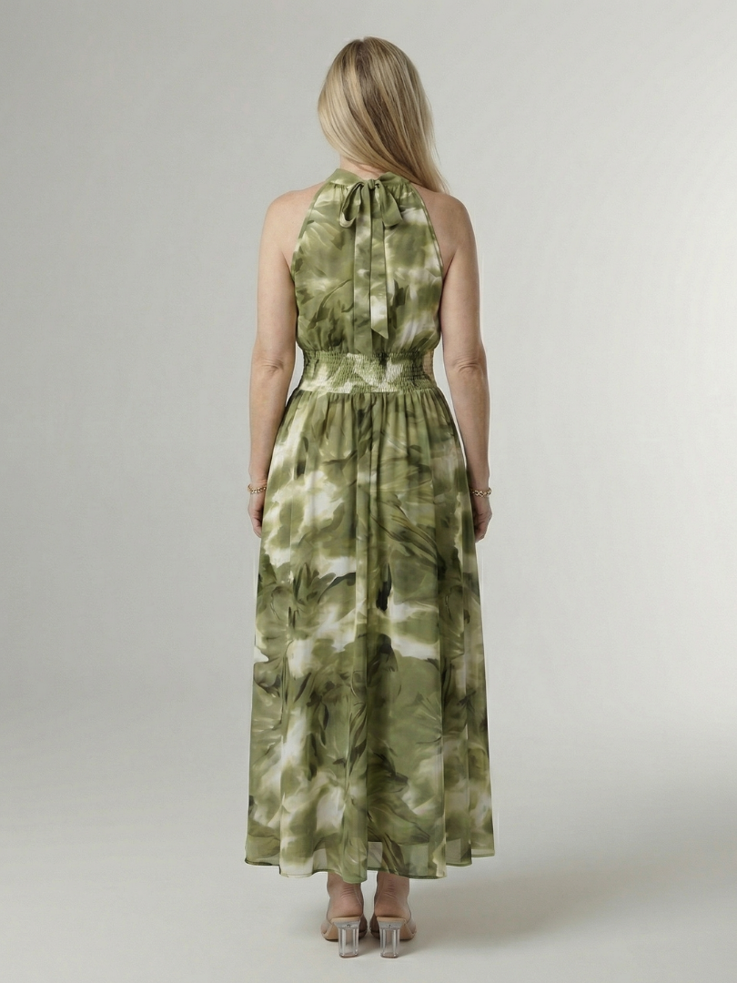 Fenja | Gerafftes Halter-Midikleid für jeden Tag