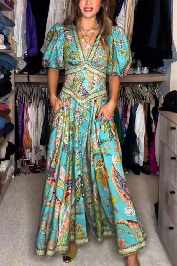 Vera | Luftiges Maxikleid mit Puffärmeln