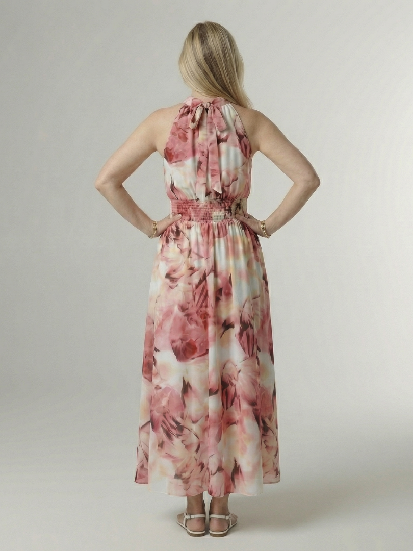 Fenja | Gerafftes Halter-Midikleid für jeden Tag