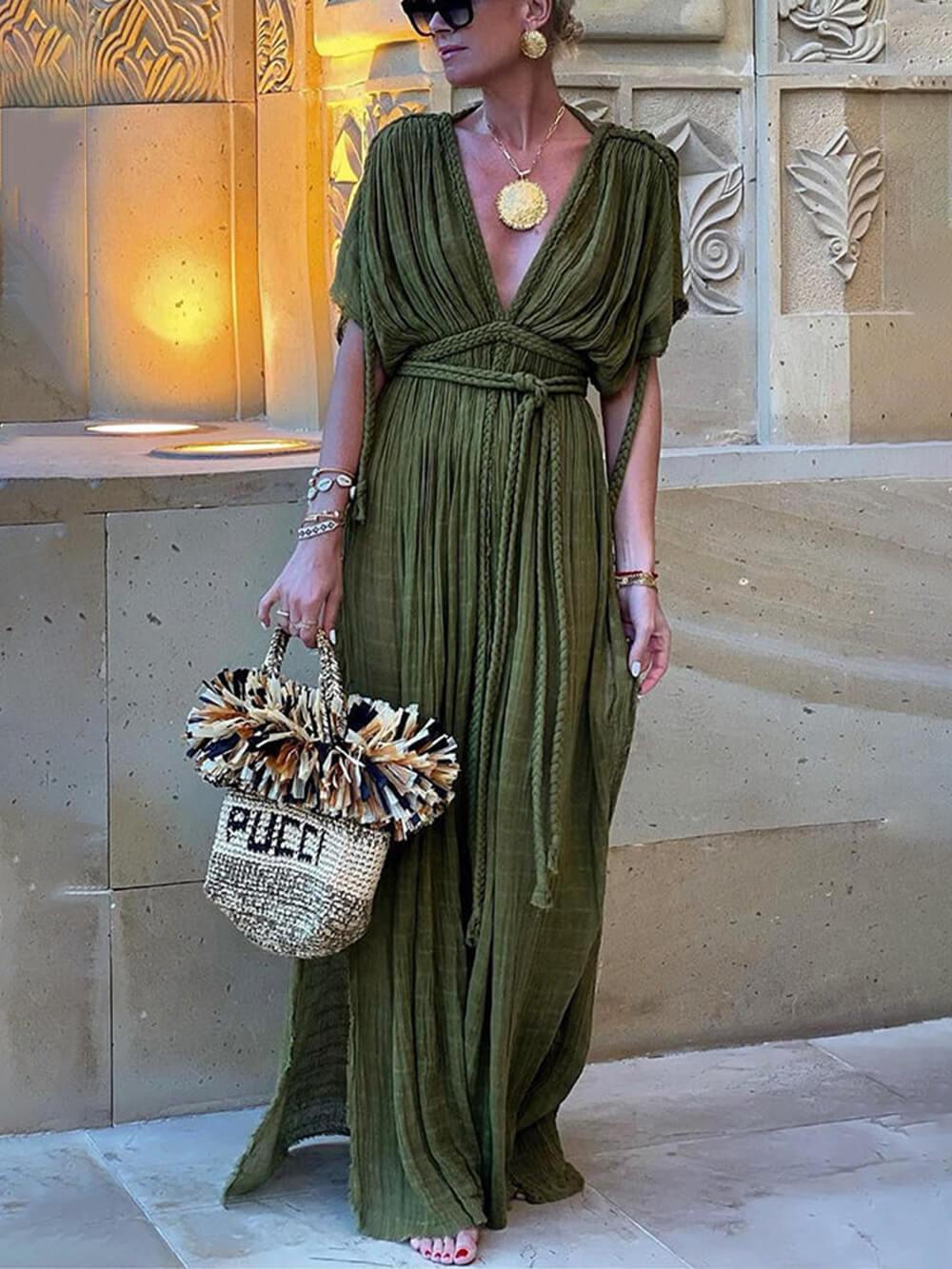 Klara | Drapiertes Maxi-Kleid im Kimono-Stil