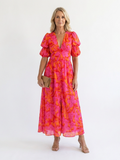 Frieda | Midi-Kleid mit Puffärmeln und Blumen