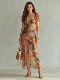 Henriette | Gerüschtes Midi-Kleid mit Schlitz