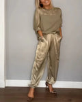 Petra | Edles Satin-Ensemble mit Glanz