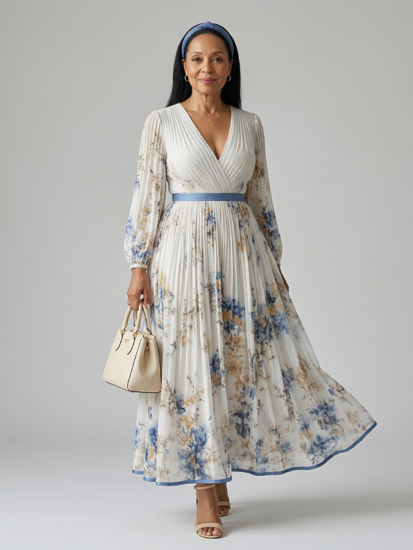 Vera | Fließendes Wickelkleid mit Faltenrock