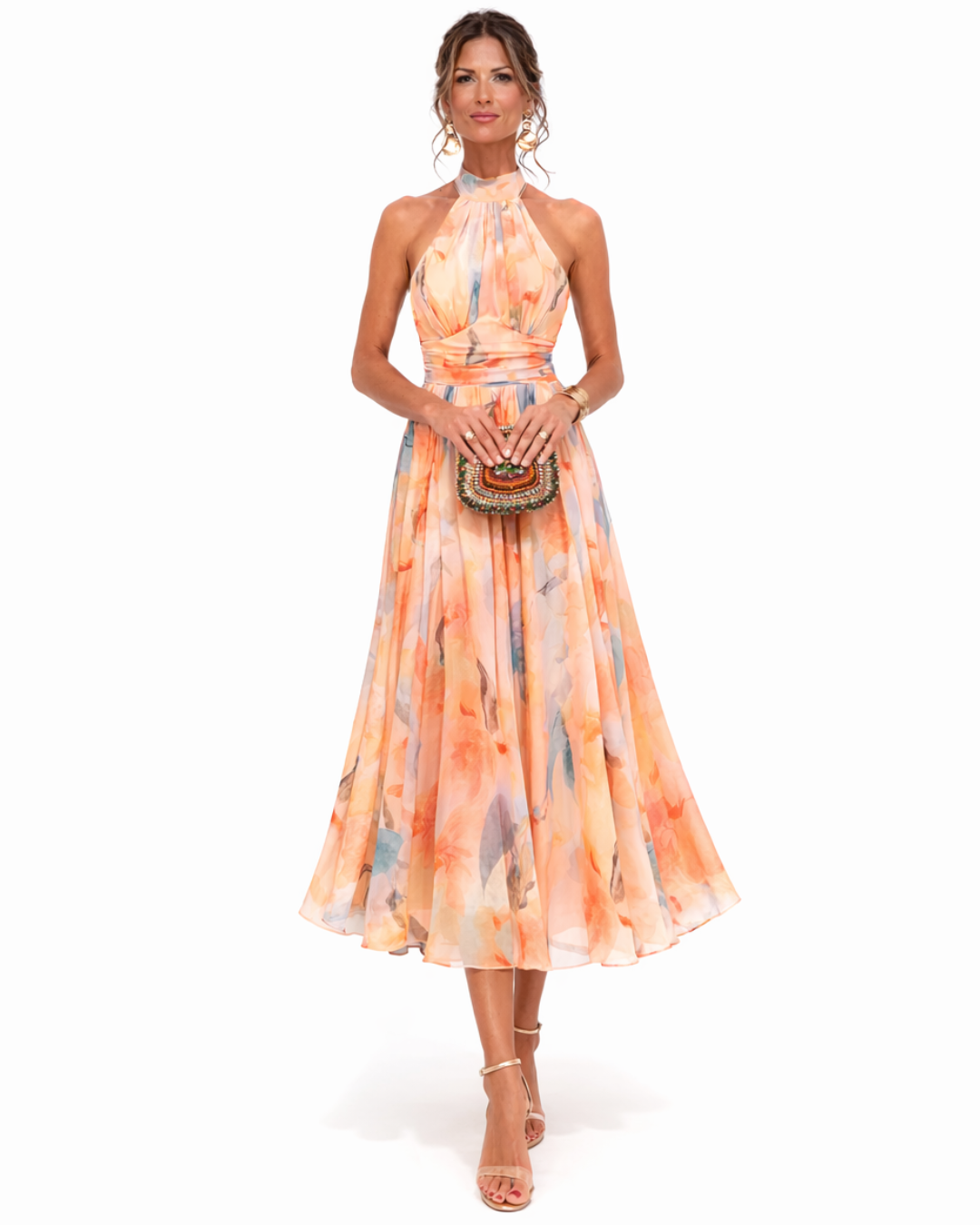 Vera | Neckholder-Kleid im Aquarelldesign