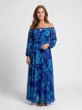 Annika | Schulterfreies Maxikleid mit Blumenmuster