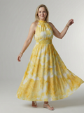Fenja | Gerafftes Halter-Midikleid für jeden Tag