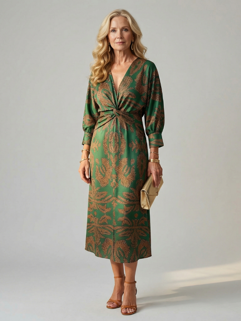 Vera | Fließendes Wickelkleid in Midilänge