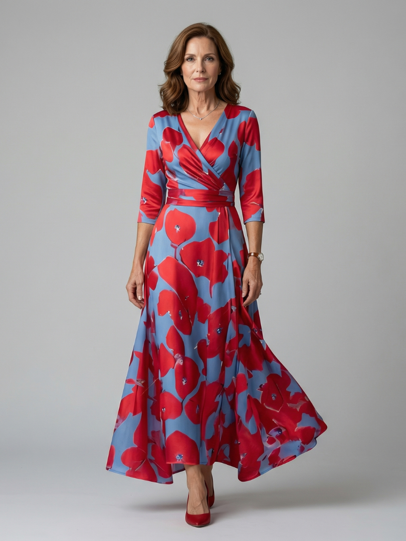 Vera | Midi-Kleid mit überkreuztem Ausschnitt