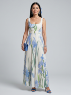 Antonia | Ärmelloses Midi-Kleid mit quadratischem Ausschnitt und Blumenmuster