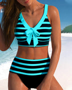 Vera | Gestreifter Bikini mit Highwaist