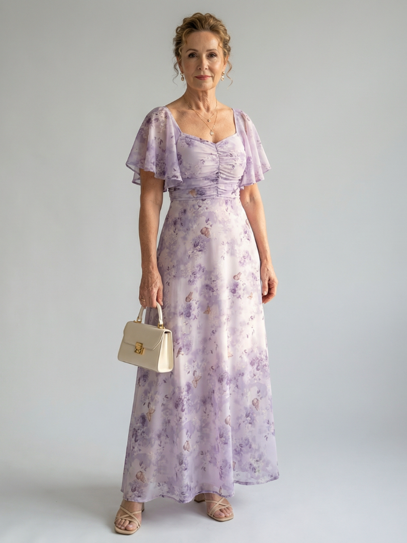 Frieda | Midi-Kleid mit zarten Flügelärmeln