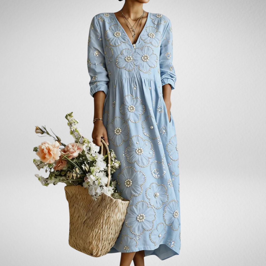 Rosanna | Verspieltes Midi-Kleid mit Blumenmuster