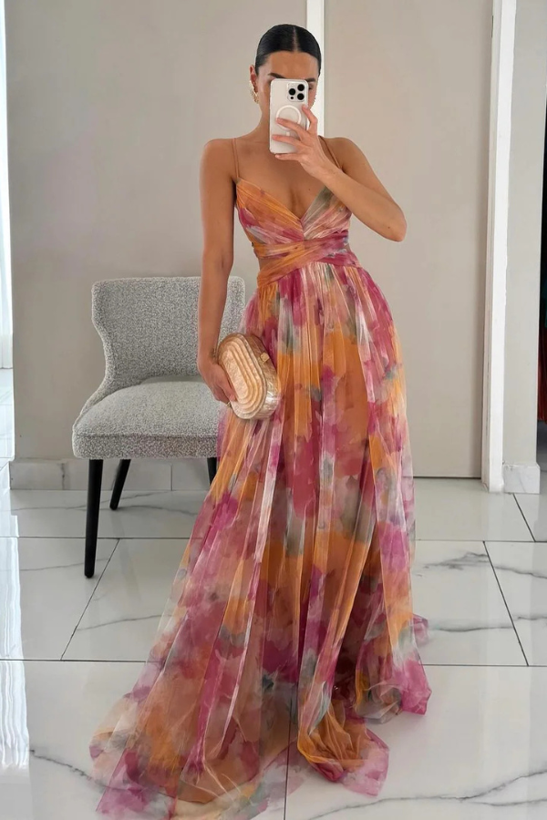 Vivienne | Fließendes Maxikleid mit Raffung