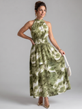 Aveline | Midikleid mit geraffter Taille und abstraktem Druck