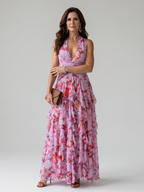 Theodora | Halterneck Rüschentop Florales Maxi-Kleid