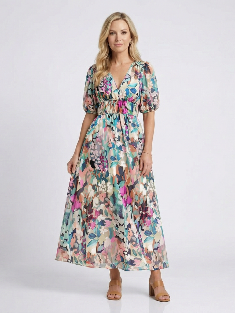 Vera | Romantisches Blumenkleid in Midilänge