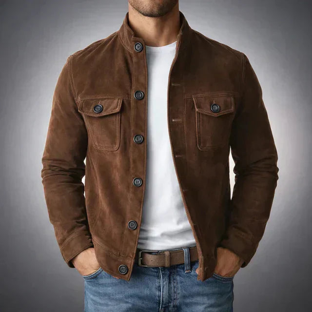 Emil | Klassische Lederjacke mit Knopfleiste