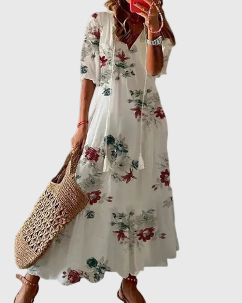 Valentina | Verspieltes Boho-Maxikleid im Vintagestil