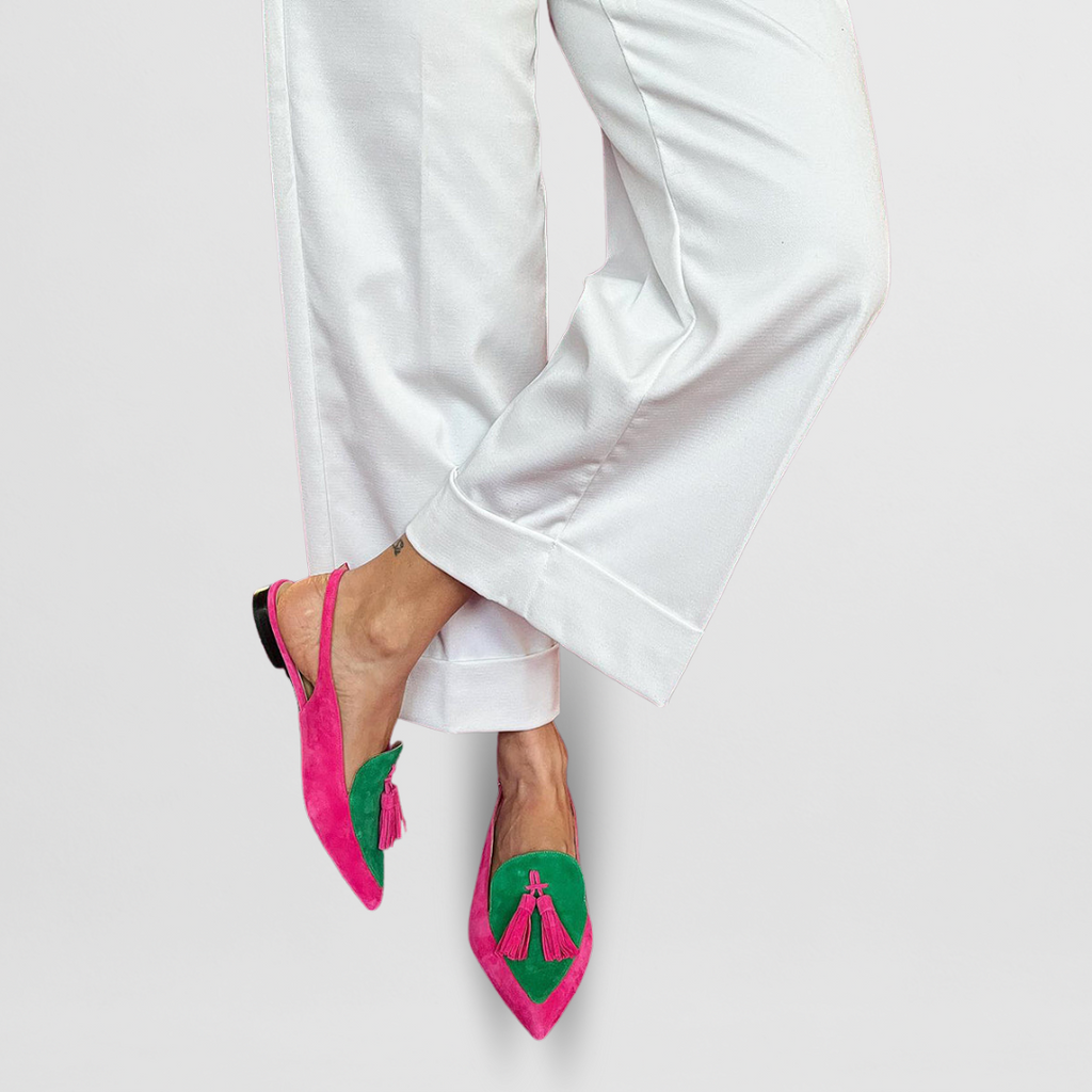 Frieda | Zweifarbige Schlupfschuhe aus Leder