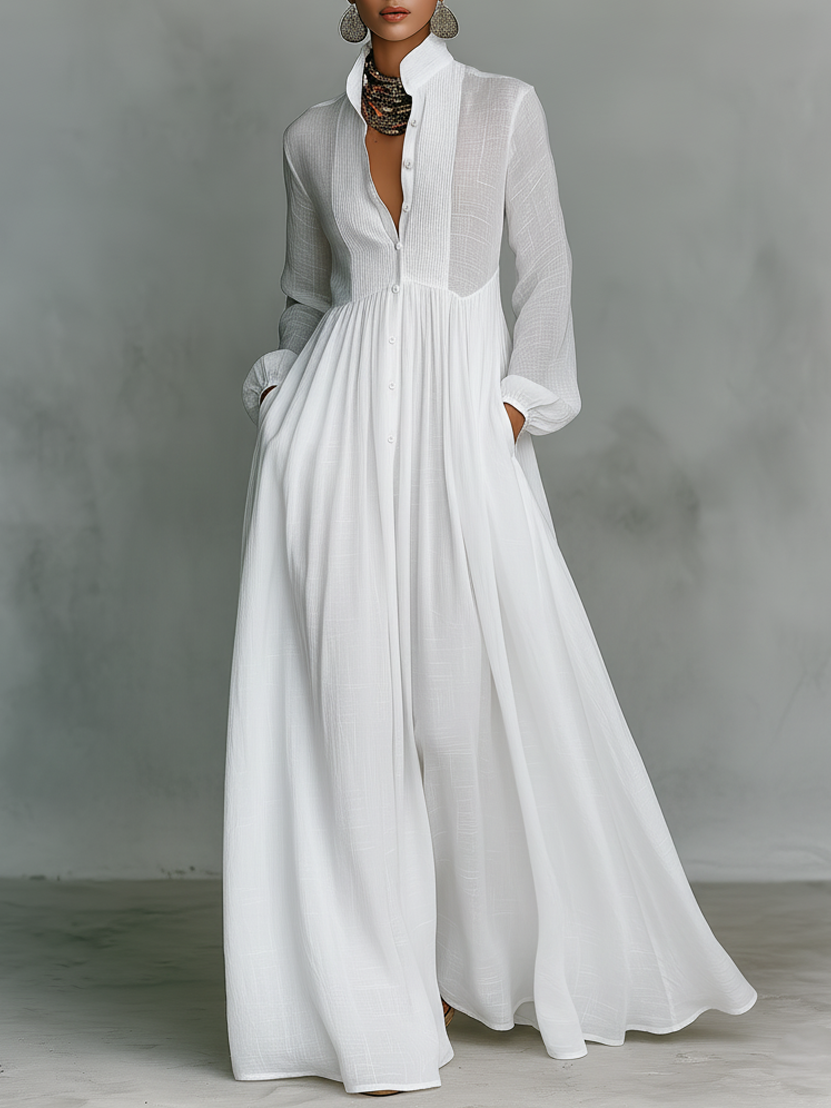 Frieda | Patchwork-Maxikleid aus Baumwollleinen