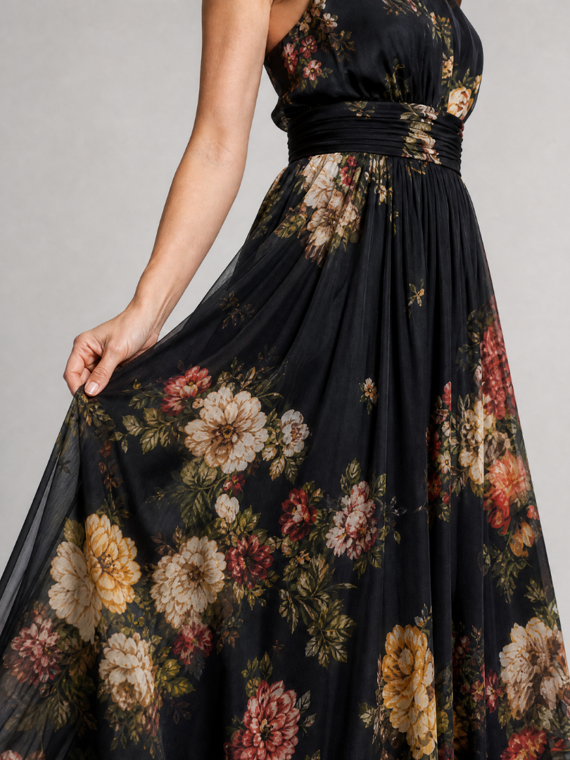 Adalina | Florales Neckholder-Midi-Kleid