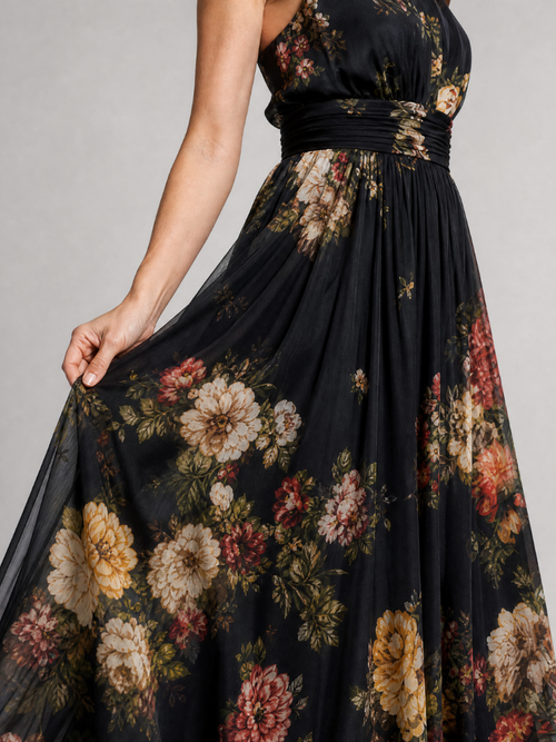 Adalina | Florales Neckholder-Midi-Kleid