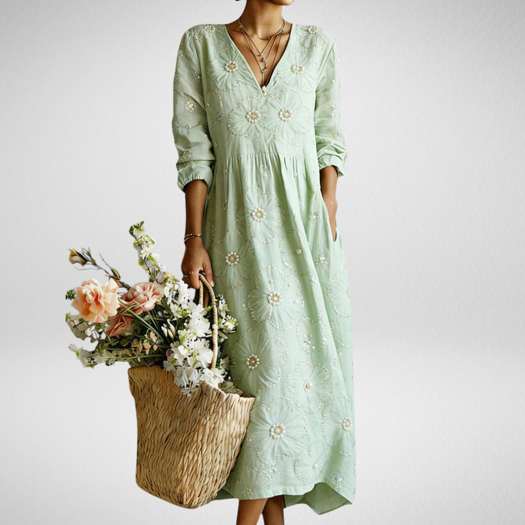 Rosanna | Verspieltes Midi-Kleid mit Blumenmuster
