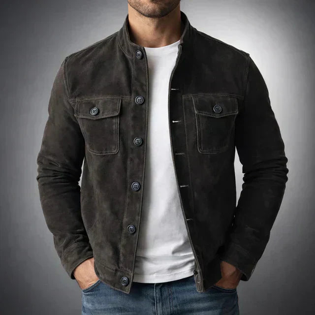 Emil | Klassische Lederjacke mit Knopfleiste