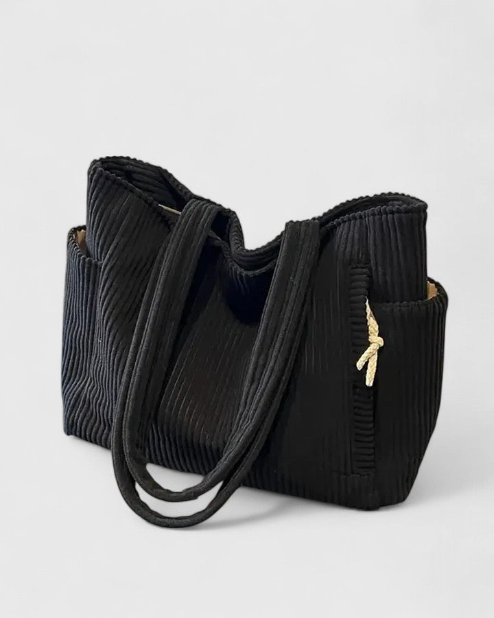 Serena | Elegante Ripp-Tasche mit Kordelverzierung