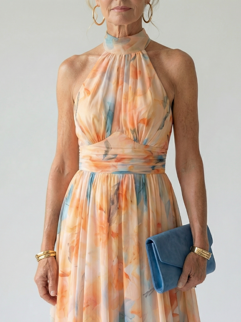 Aurelie | Weiches Halter Midi Kleid