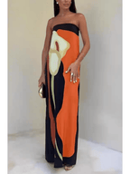 Vera | Bedrucktes Trägerloses Maxi-Partykleid