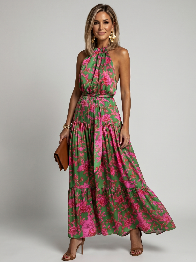 Wilhelmine | Drapiertes Halter-Midi-Kleid