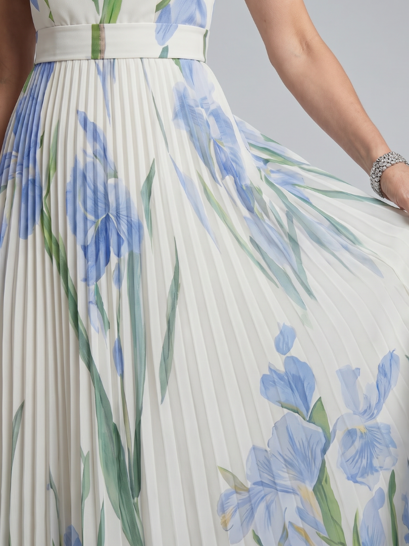 Antonia | Ärmelloses Midi-Kleid mit quadratischem Ausschnitt und Blumenmuster