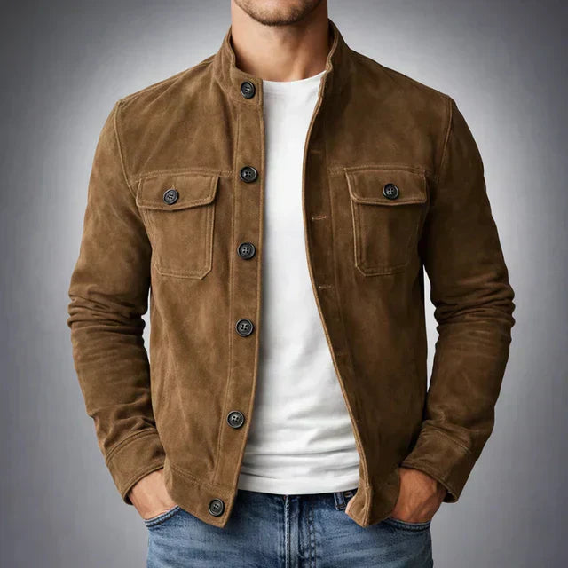 Emil | Klassische Lederjacke mit Knopfleiste