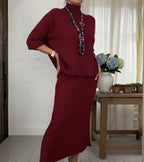Leonie | Gerippter Strick-Zweiteiler im Midi-Look
