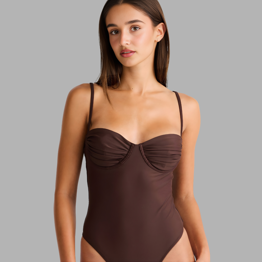 Frieda | Eleganter Badeanzug in Schokobraun