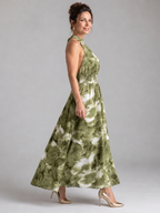 Aveline | Midikleid mit geraffter Taille und abstraktem Druck