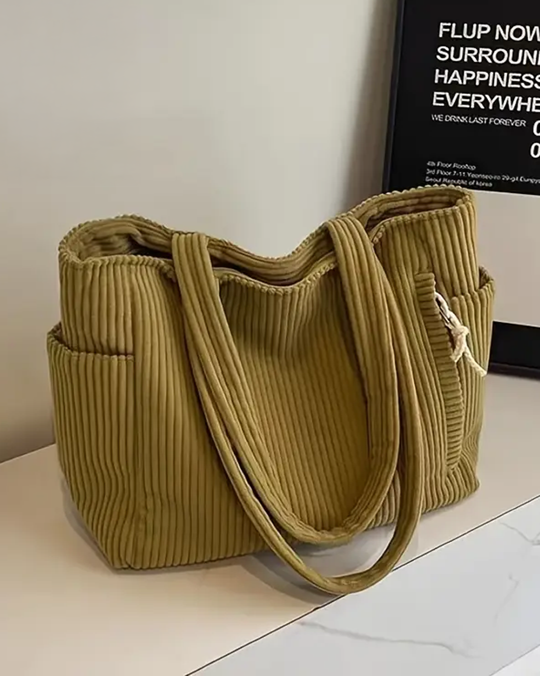 Frieda | Gerippte Tasche mit Kordel-Akzent