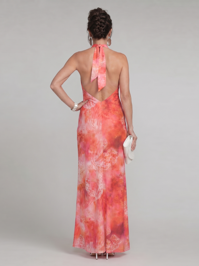 Amara | Neckholder Maxi-Kleid mit bedrucktem Muster