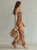 Henriette | Gerüschtes Midi-Kleid mit Schlitz