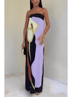 Vera | Bedrucktes Trägerloses Maxi-Partykleid