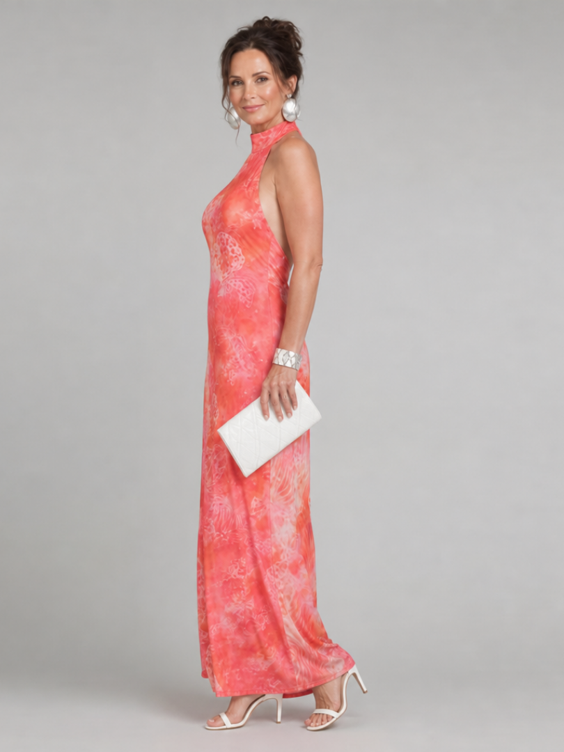 Amara | Neckholder Maxi-Kleid mit bedrucktem Muster
